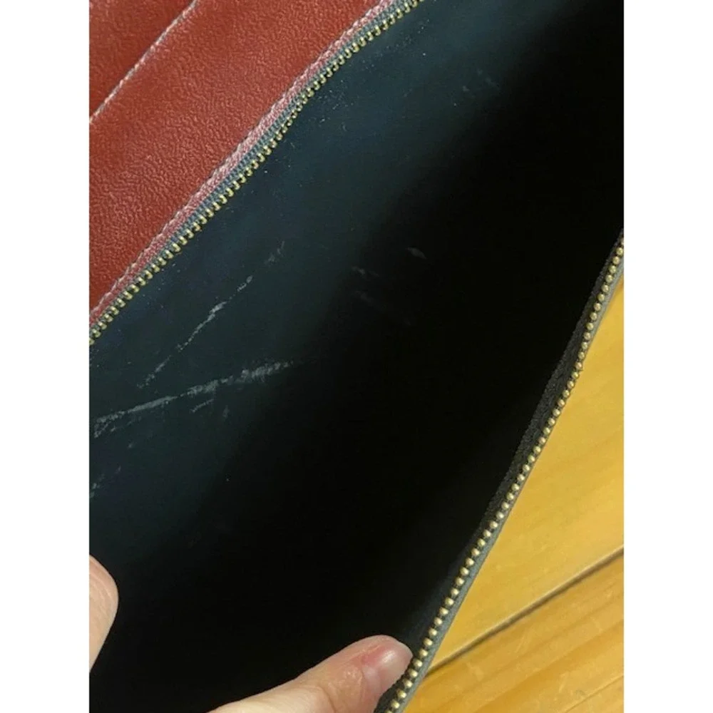 Hazel Portfolio Burgundy Vintage Faux Leather Document Case Hinged 16.5